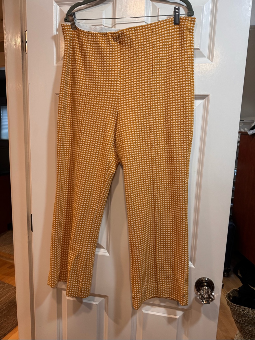 Anthropologie Yellow checkered Pull-On Womens Pants